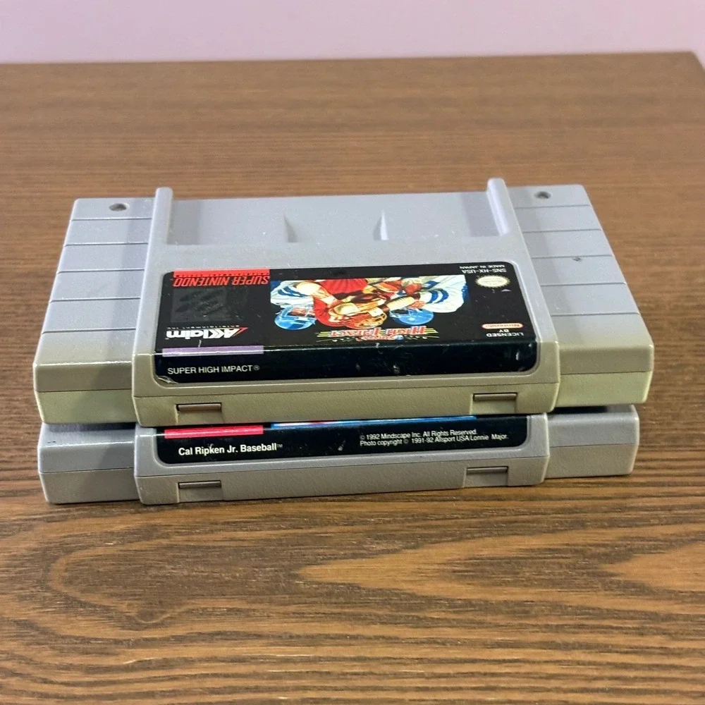 Nintendo SNES Sports Bundle‎ Cal Ripken Jr Baseball & Super High Impact Good Set